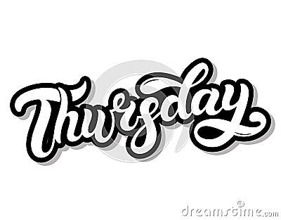 Thursday. Day of the week. Hand drawn lettering Cartoon Illustration